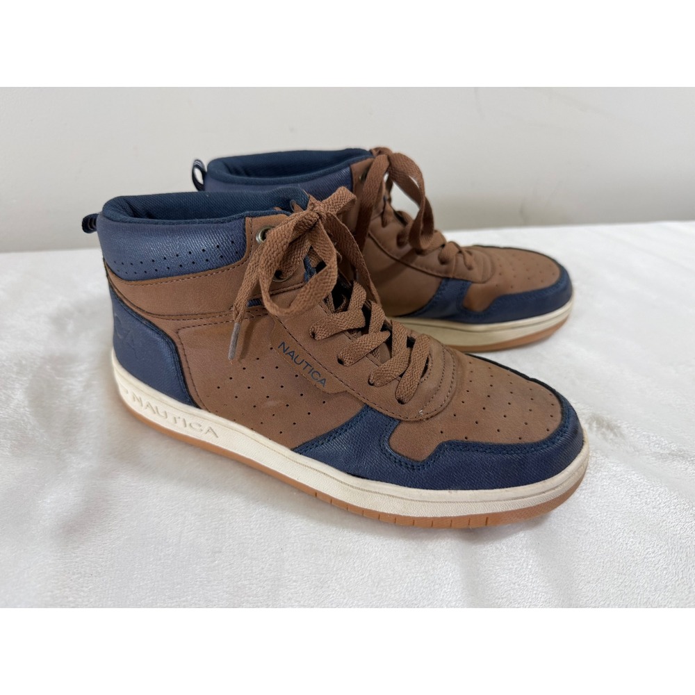 Nautica Oakford Youth 5 Brown Navy High Top Sneakers Casual Skate Streetwear